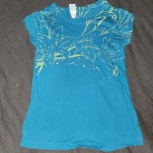 Split Flower T-Shirt - Medium - Teal